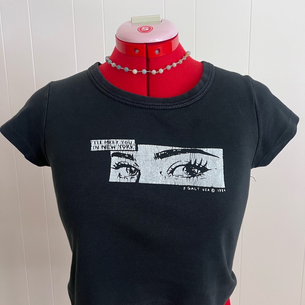 Brandy Melville Black Crop Top with Graphic Print